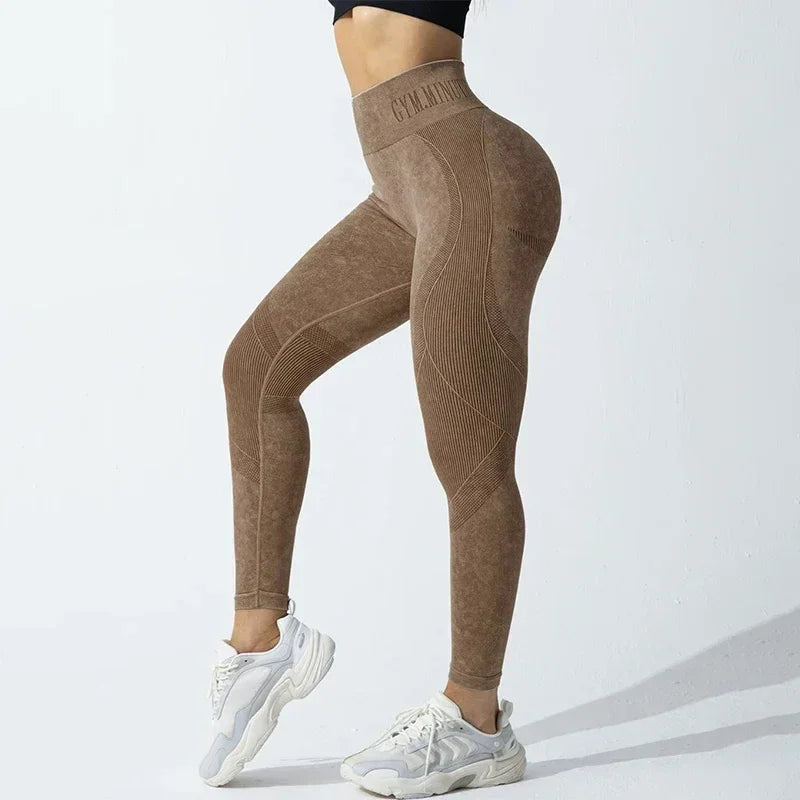 Dumont Seamless Gym High Waist Hip Lifting Outdoor Sports Tight Waist Leggings
