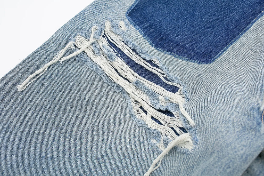 Jeans For Women 2024 Denim Solid Loose Zipper Fly Female Hole Trouser