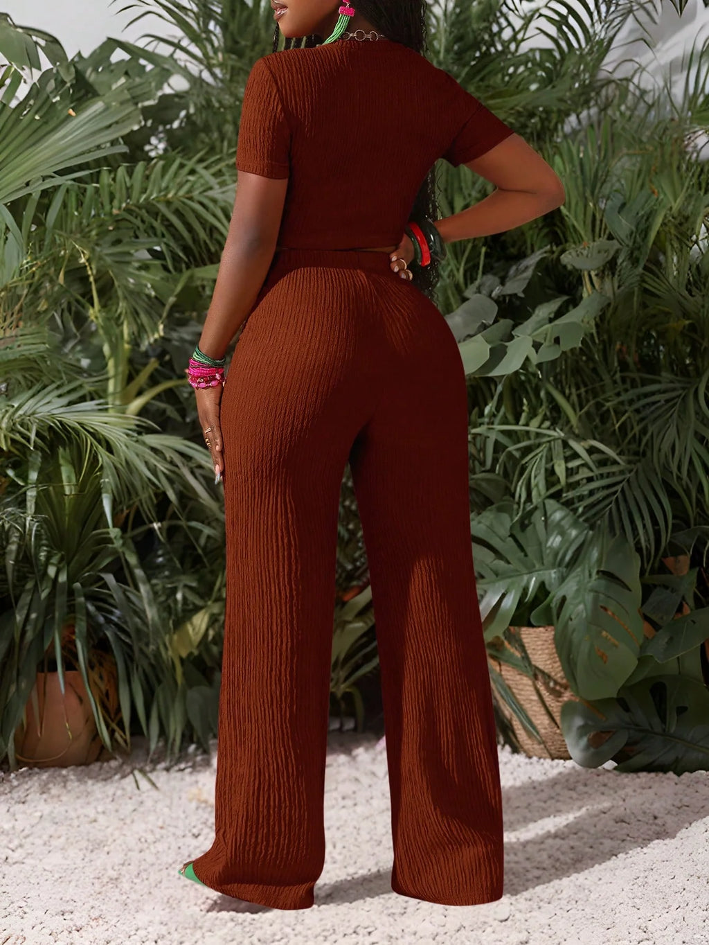 Kira Elegant Elastic Short-Sleeve Two Piece Sets