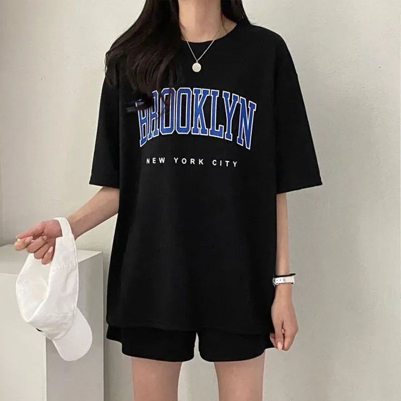 Greicy Tracksuits Female Summer Casual Two Piece Sets