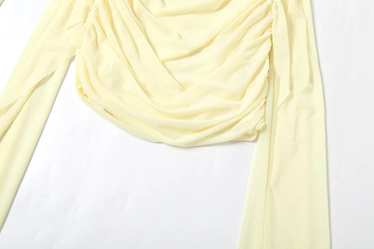 Edison Sexy See Through Dress Shawl Ruched Side Ribbon Coquette Skinny Dress