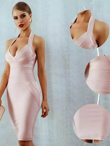 Dunellen Fashionable Neck Hanging Suspender Backless Tight Bandage Dress