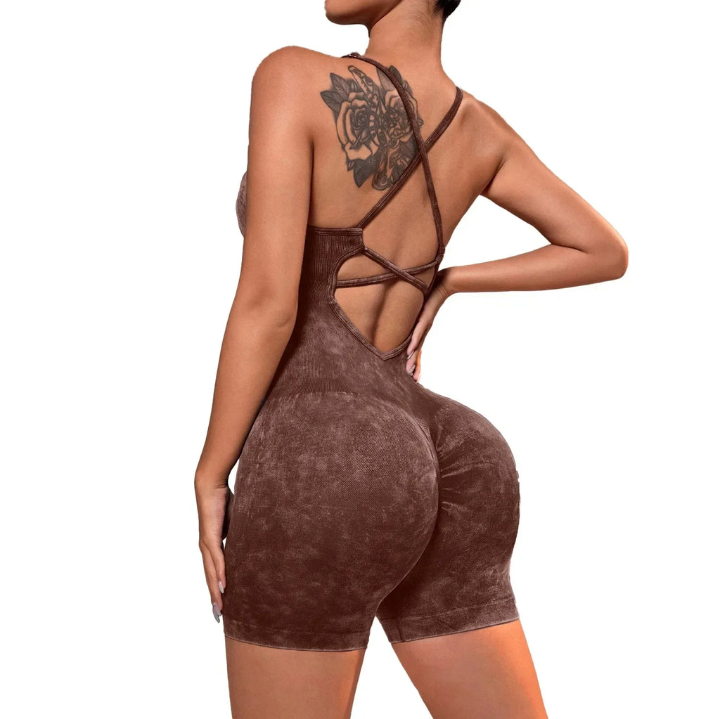 Hershey Tight Fitting High Elasticity Integrated Exercise Workwear Sports Jumpsuit