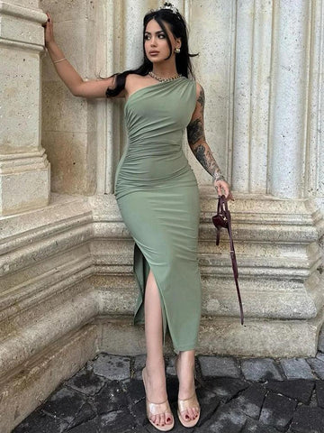 Oak Ridge Split Fashion Sleeveless Backless Slim Elegant Dress
