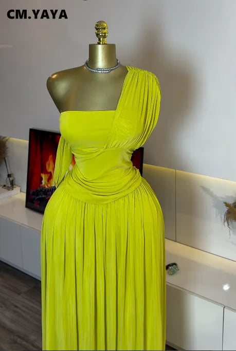 Elegant Ruched Sleeveless Strapless Beach Sexy Asymmetric Pleated  Maxi Dress