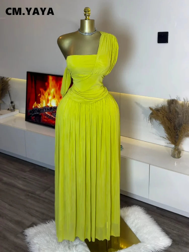 Elegant Ruched Sleeveless Strapless Beach Sexy Asymmetric Pleated  Maxi Dress
