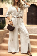 Lia Ladies Fashionable Solid Color Lace Up Two Piece Set