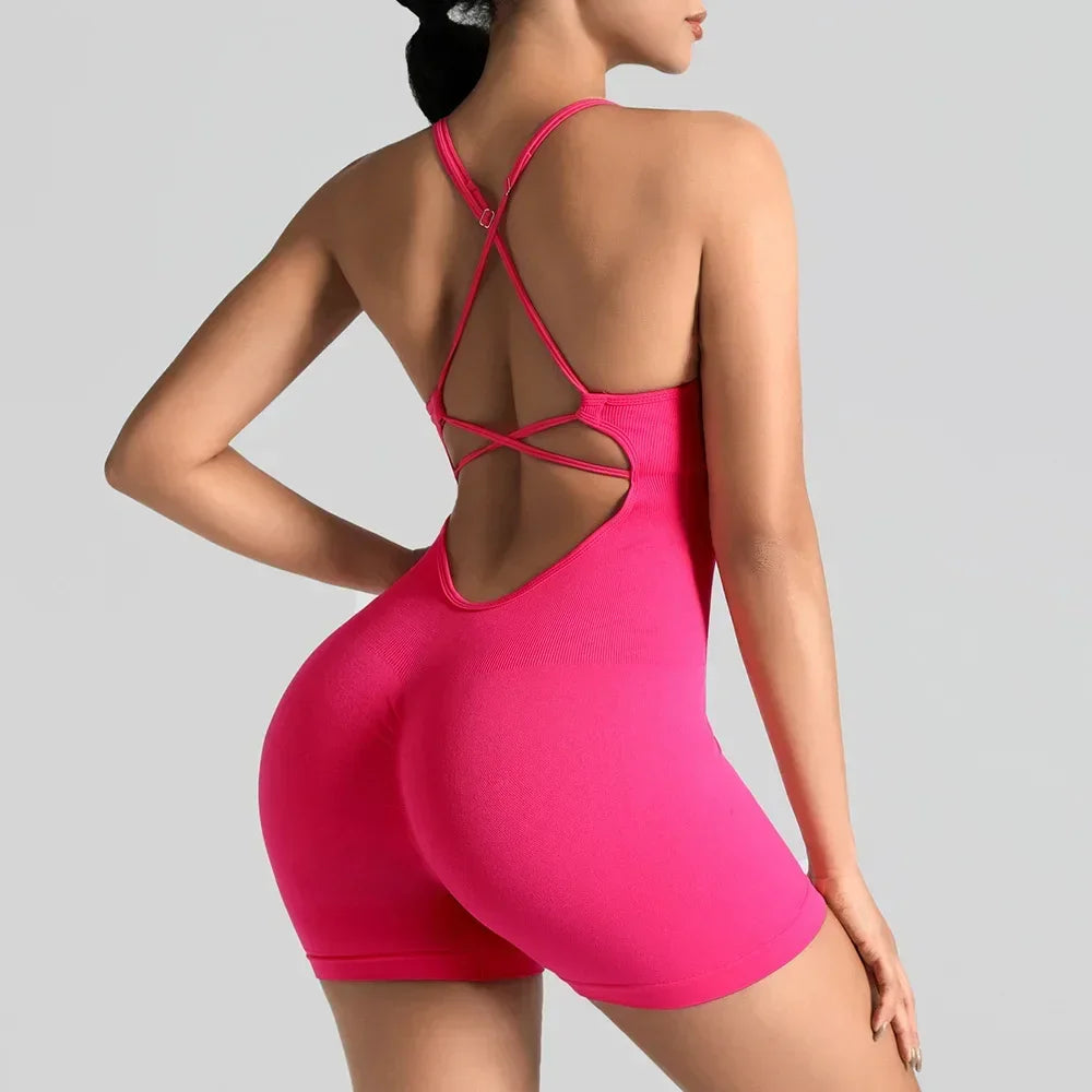 Hershey Tight Fitting High Elasticity Integrated Exercise Workwear Sports Jumpsuit