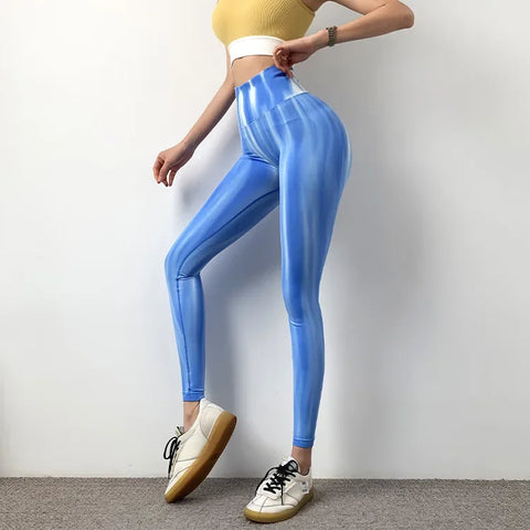 Livington Tie Dye Seamless Leggings Scrunch Fitness High Waist Athletic Yoga Pants