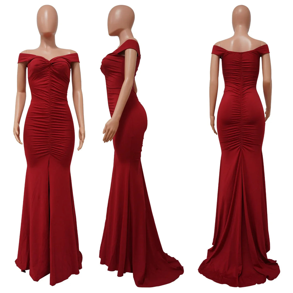 Toronto Banquet V Neck Sexy Satin Split Luxury Trailing Long Dresses