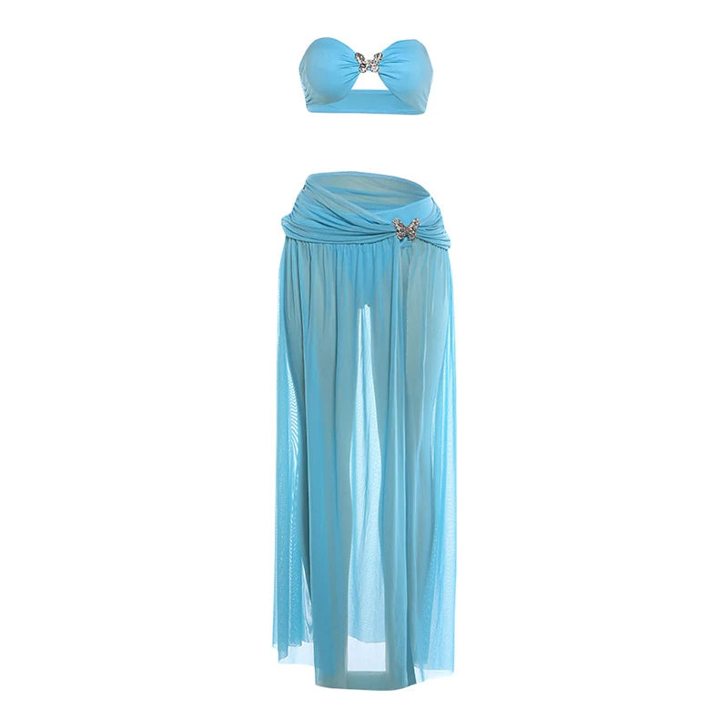 Francely High Waist Pleated Elegant Two Piece Sets