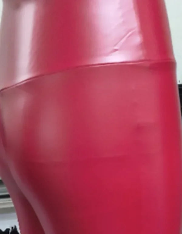 Albany Black Matte Leather Open Crotch Slim Faux Leather Trousers