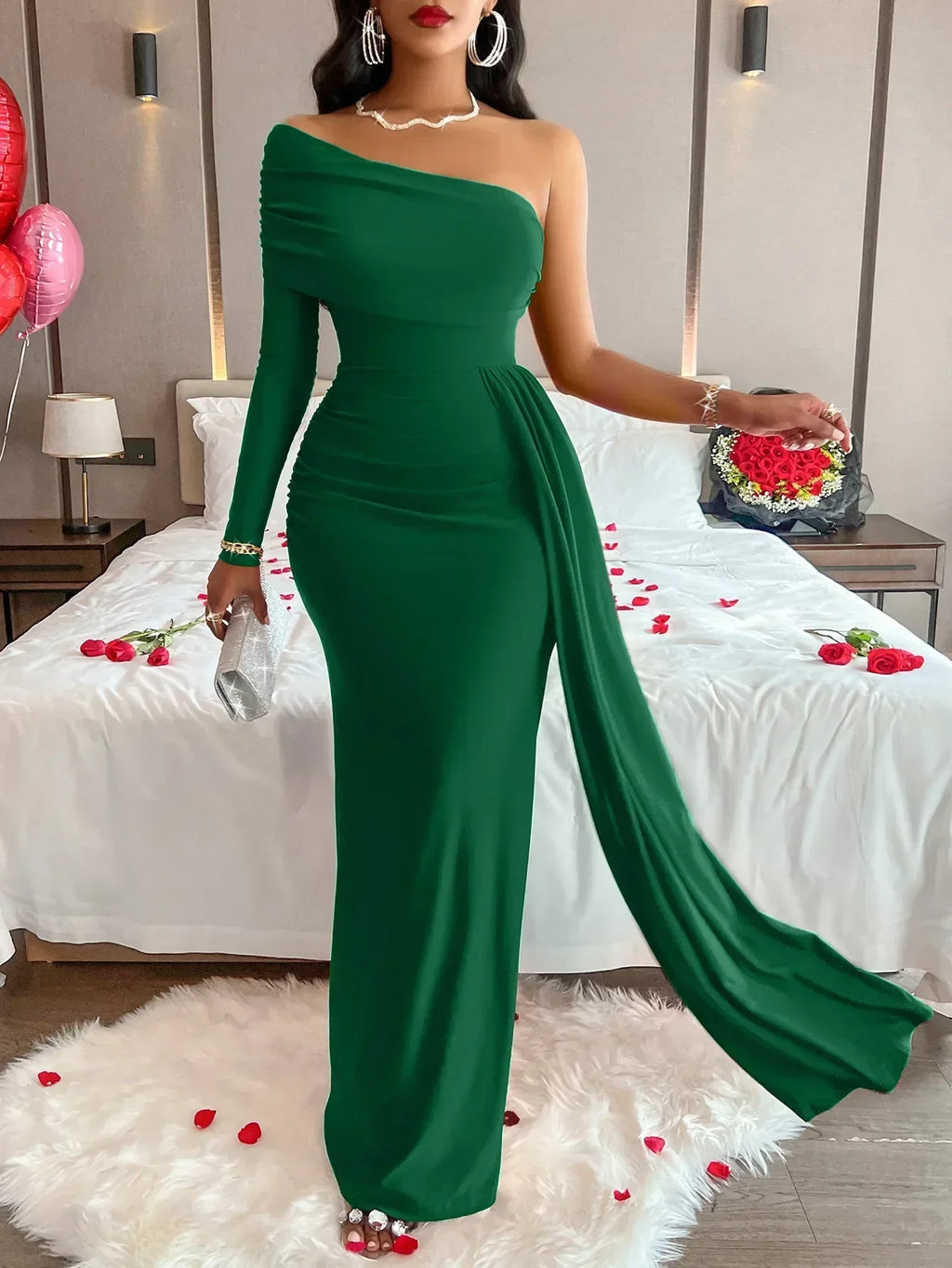 Barrie Elegant Backless Sleeveless Off Shoulder Maxi Dress