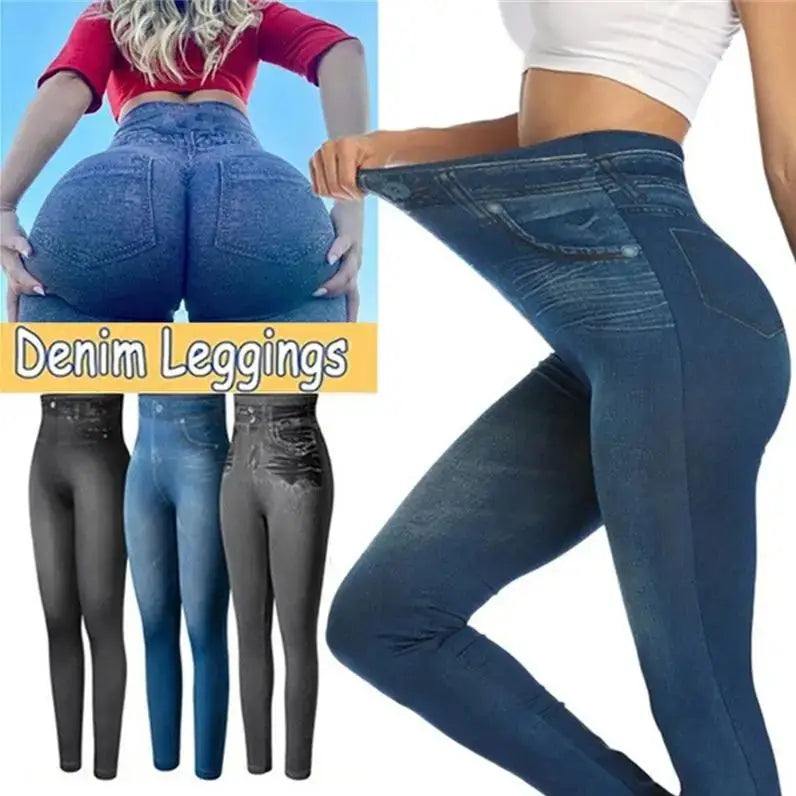 Acapulco Push Up Seamless High Waist Faux Denim Leggings
