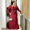 Virginia Plus Size Burgundy Sequin Fishtail Long Sleeved Dress