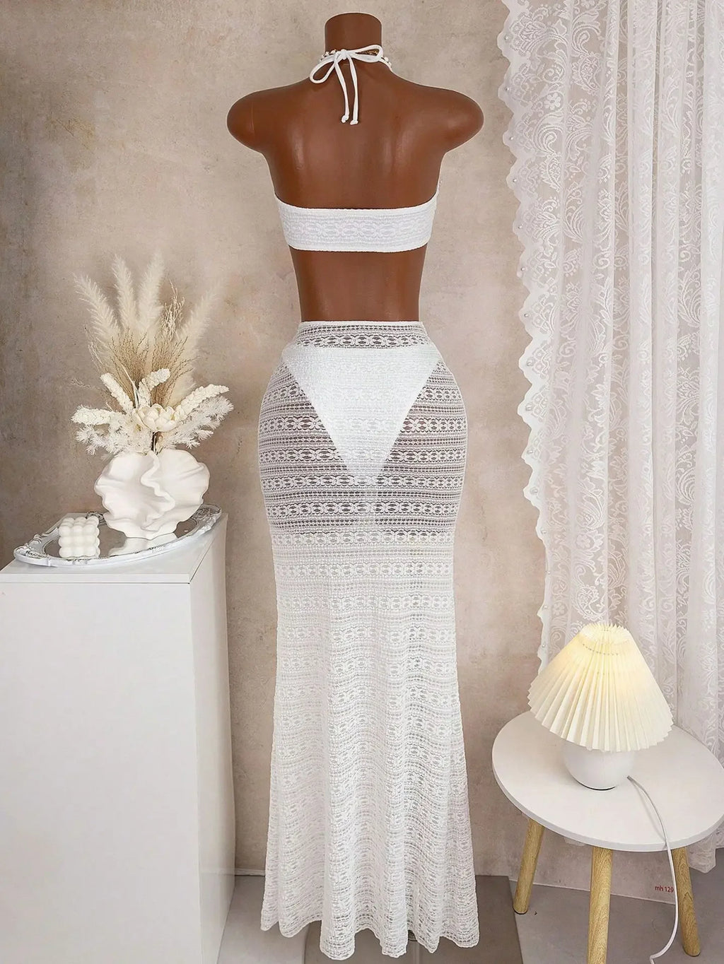 Erin Lace Halter Swimwear Holiday Outfits Two Piece Sets