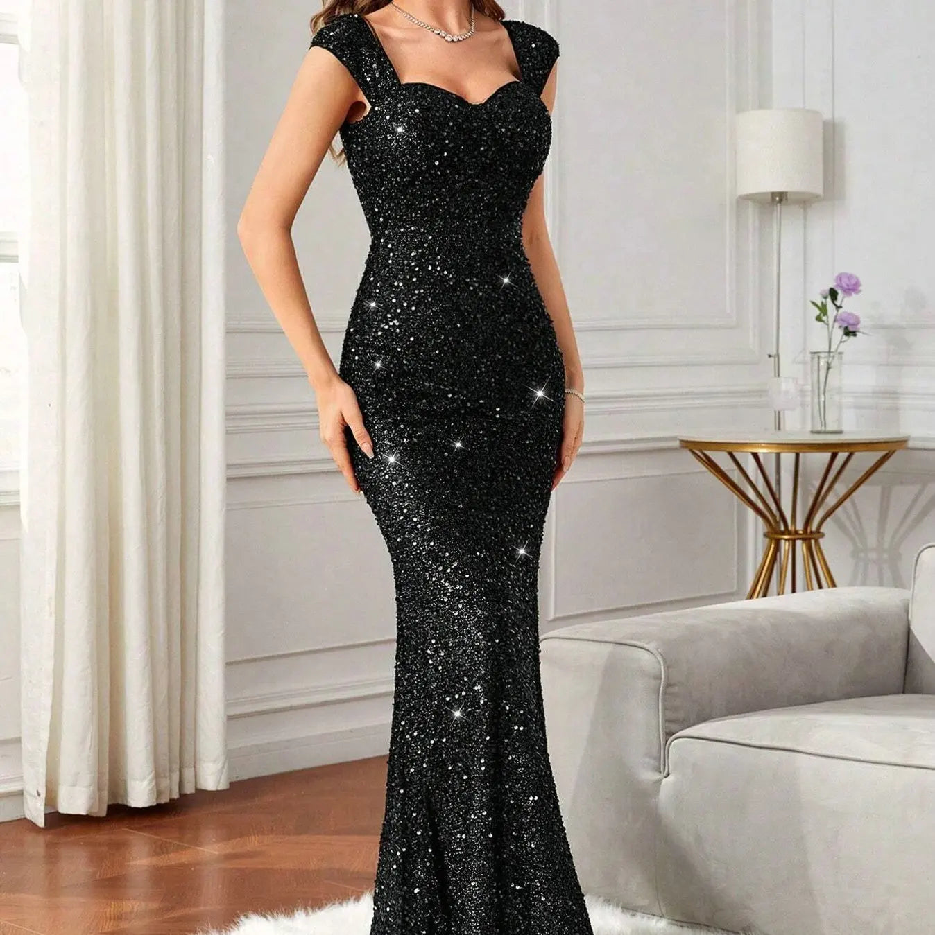 Elegant High Waist Long Fish Tail Skirt Sleeveless Women's Gown Elegant Dress