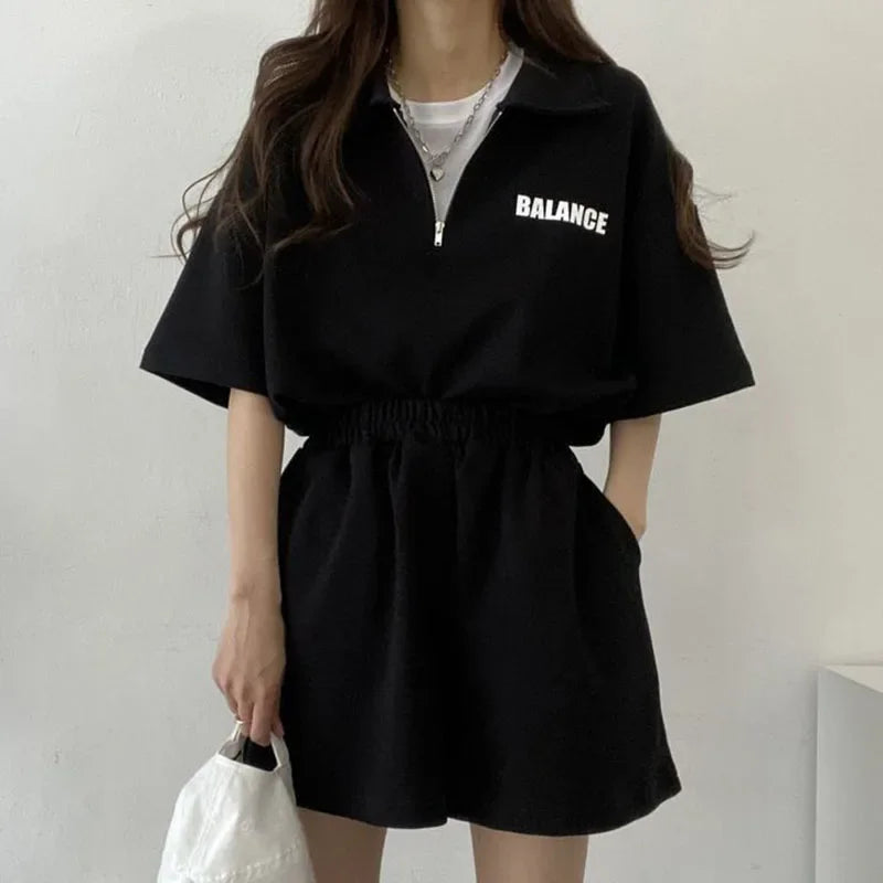 Greicy Tracksuits Female Summer Casual Two Piece Sets
