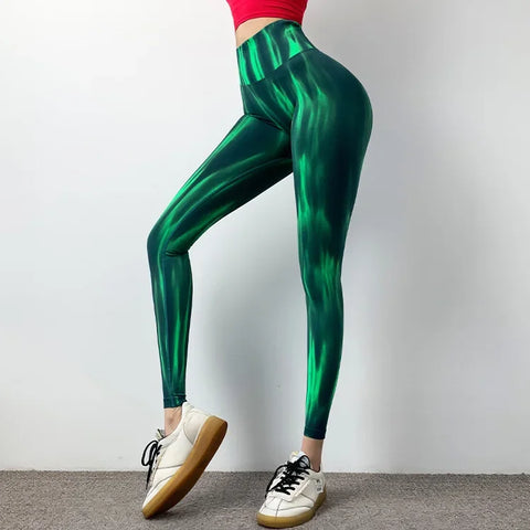 Livington Tie Dye Seamless Leggings Scrunch Fitness High Waist Athletic Yoga Pants