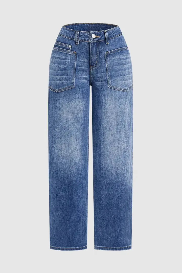 Jeans Denim Pant Women Vintage Wide Leg Long Pants Casual Loose High Waist Straight