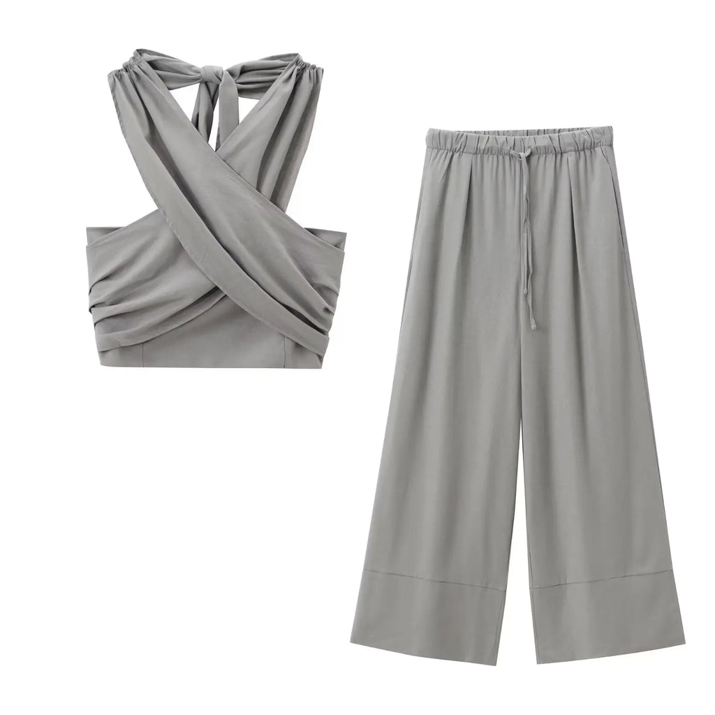 Karla Sexy Casual Crossover Camisole Two Piece Sets