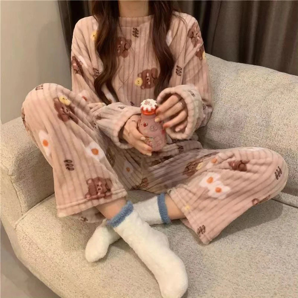 Lia Autumn Winter Plaid O-Neck Pullover Two Piece Sets