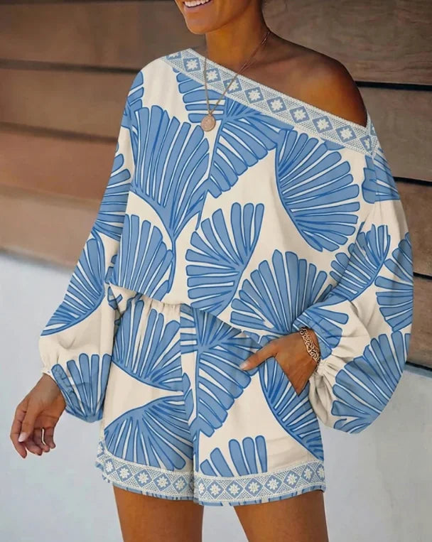 Sally Women's Tropical Leaf Print Two-Piece Sets