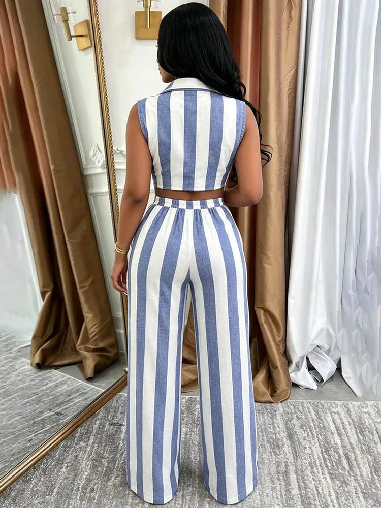 Dahiana Outfits Turn-down Collar Two Piece Sets