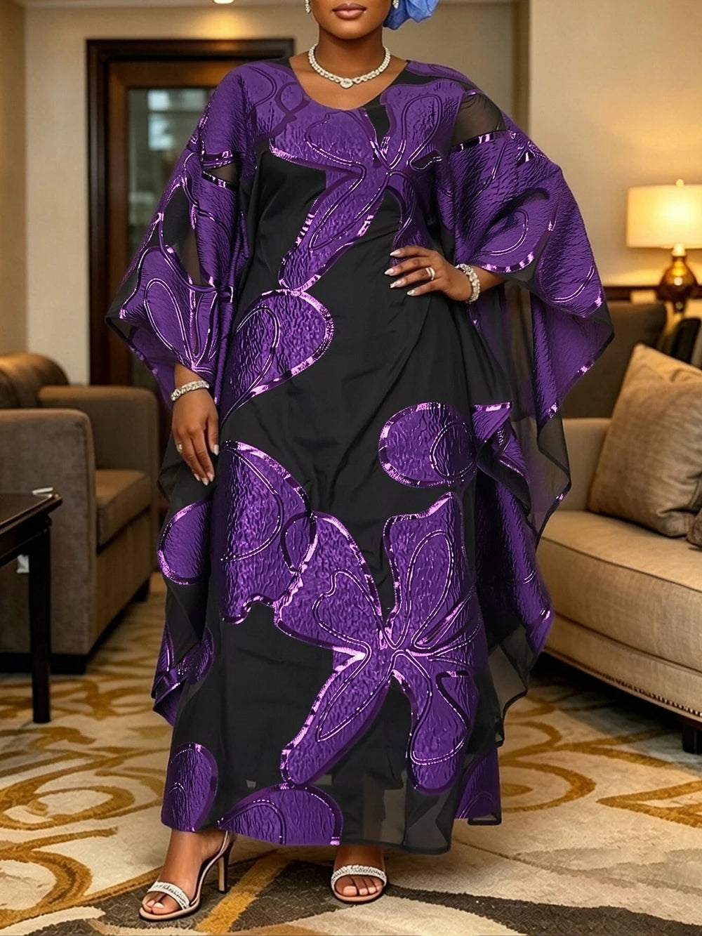 Plus Size Traditional Dashiki Print Loose Boubou Wedding Party Maxi Dress