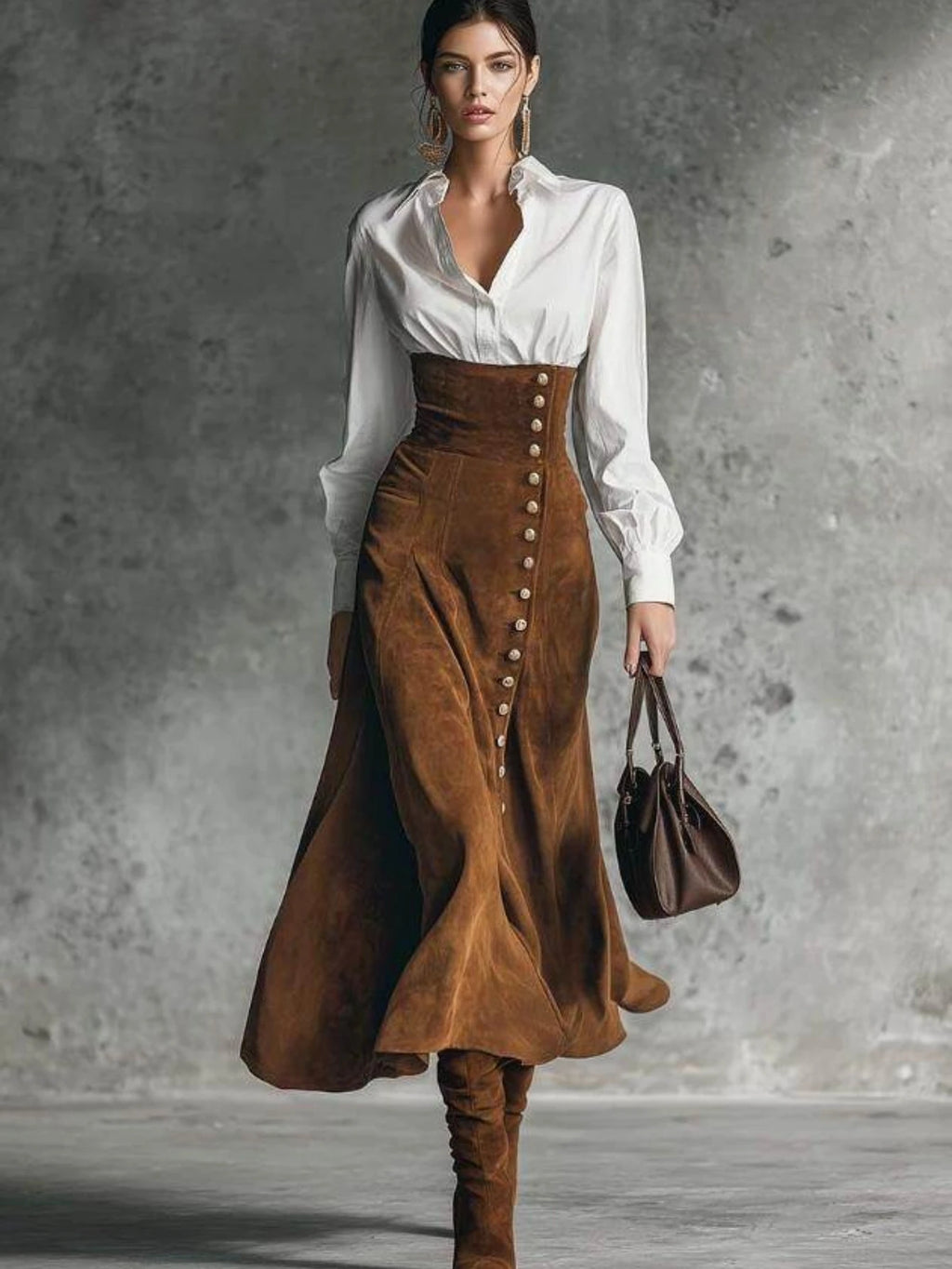 Sada High Waist Side Button Flared Two Piece Sets