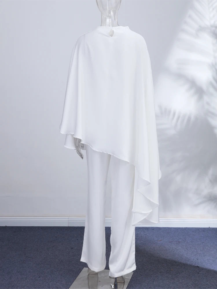 Siara Loose Casual Satin Asymmetric Two Piece Sets