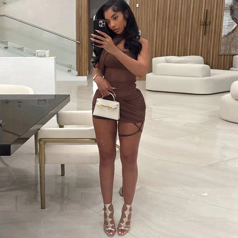 Sheepshead Bay See Through Sexy Cross Bandage Bodycon Dress