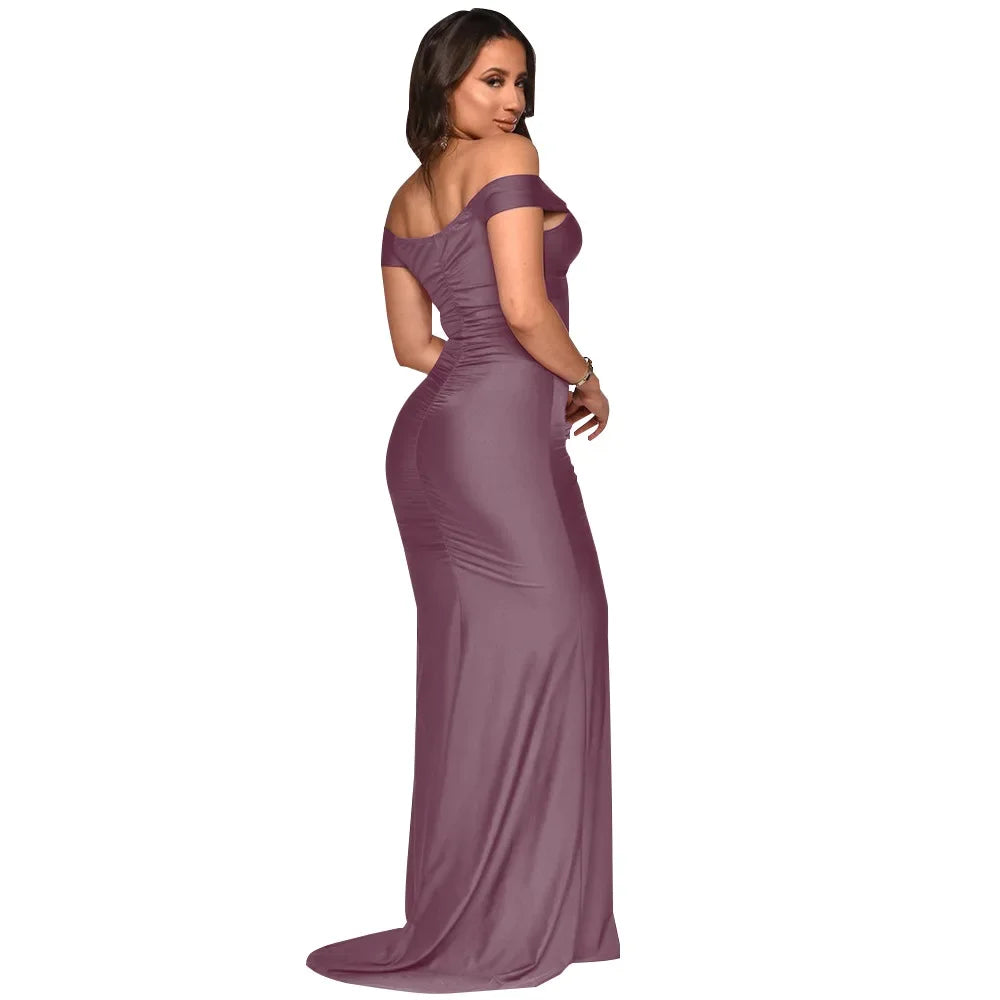 Toronto Banquet V Neck Sexy Satin Split Luxury Trailing Long Dresses