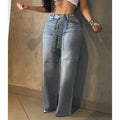 Matawan Drilled Straight Leg Stylish Baggy Streetwear Outfit Wide Leg Loose Jeans