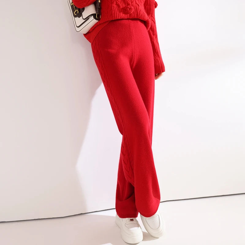 Mila Crochet Thick Knitted Straight Two-Piece Sets