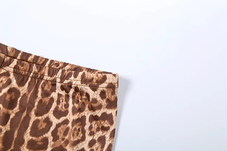 Stonington Leopard Print Headband Half Turtleneck Full Sleeve and Elastic Waist Set