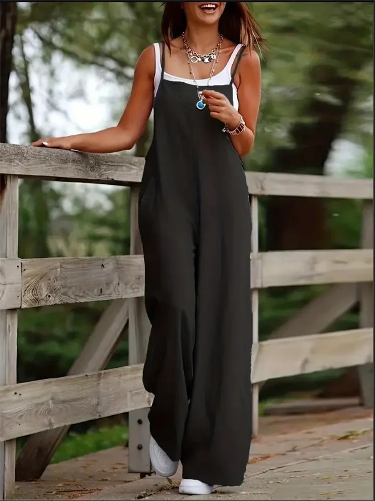 Wilson Township Loose Casual Solid Color Overalls Trend Jumpsuit