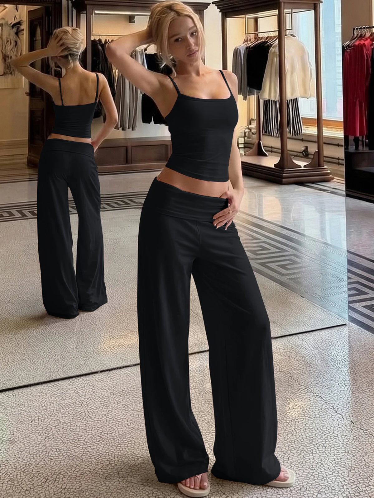 Jazmin Solid Slips Sexy Crop Two Piece Sets