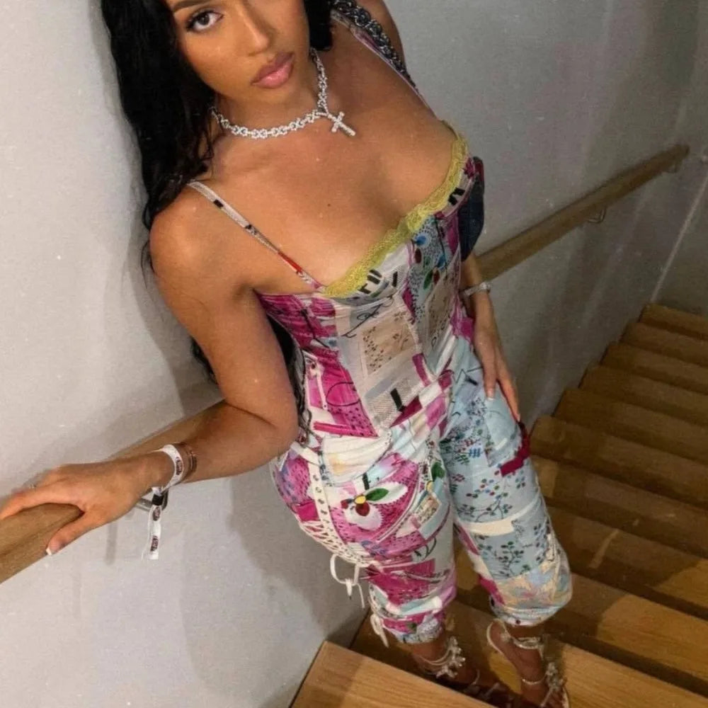 Helen Sexy Hot Graffiti Bandage Skinny Two Piece Sets