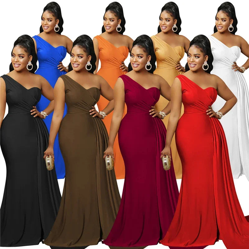 Buffalo One Shoulder Mermaid Evening Dress