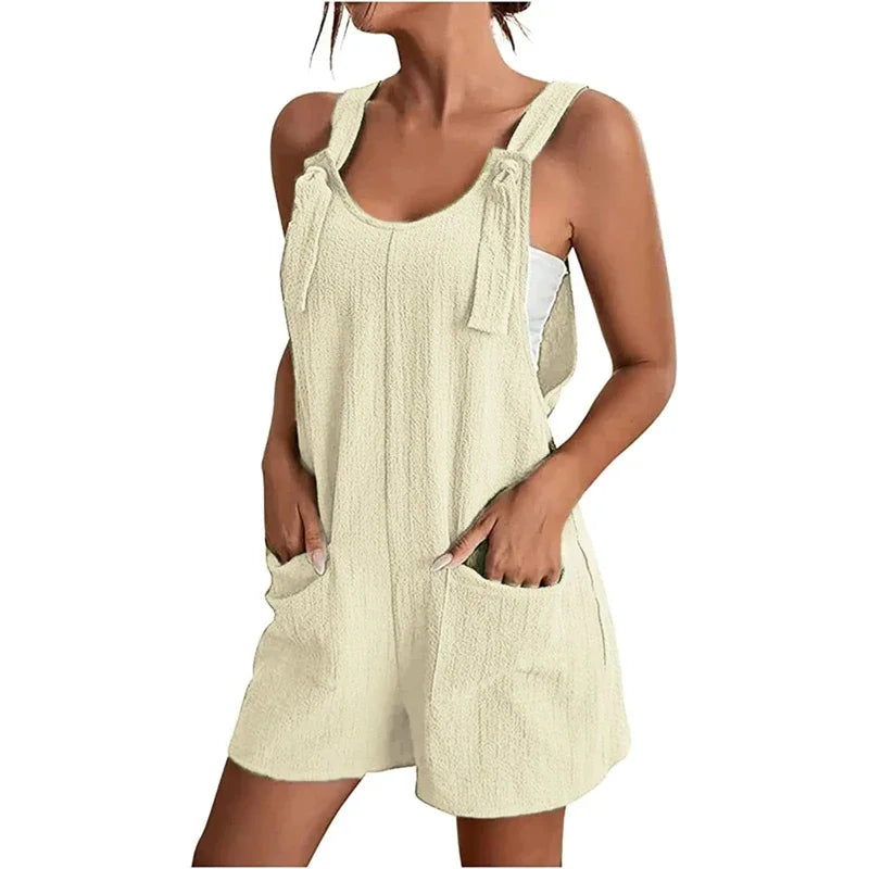 Plus Size Women's Jumpsuit Overalls Sleeveless Loose Sleeveless Wide  Solid Casual Daily with Pockets