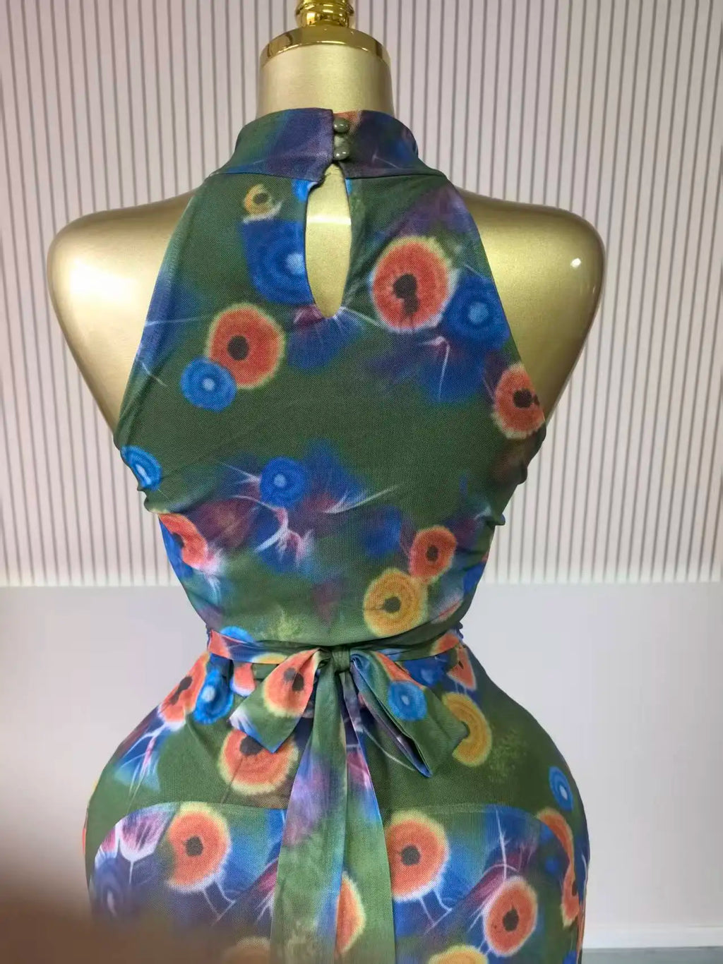 O Neck Sleeveless Floral Print Mermaid Evening Birthday Beach Sexy Maxi Dress