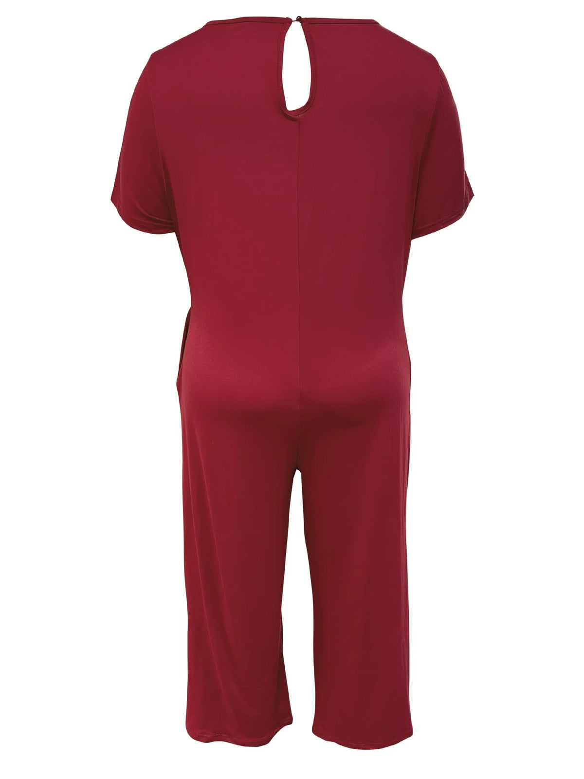 Plus Size Summer Women's Solid Color Jumpsuit with Pockets Casual Fashion