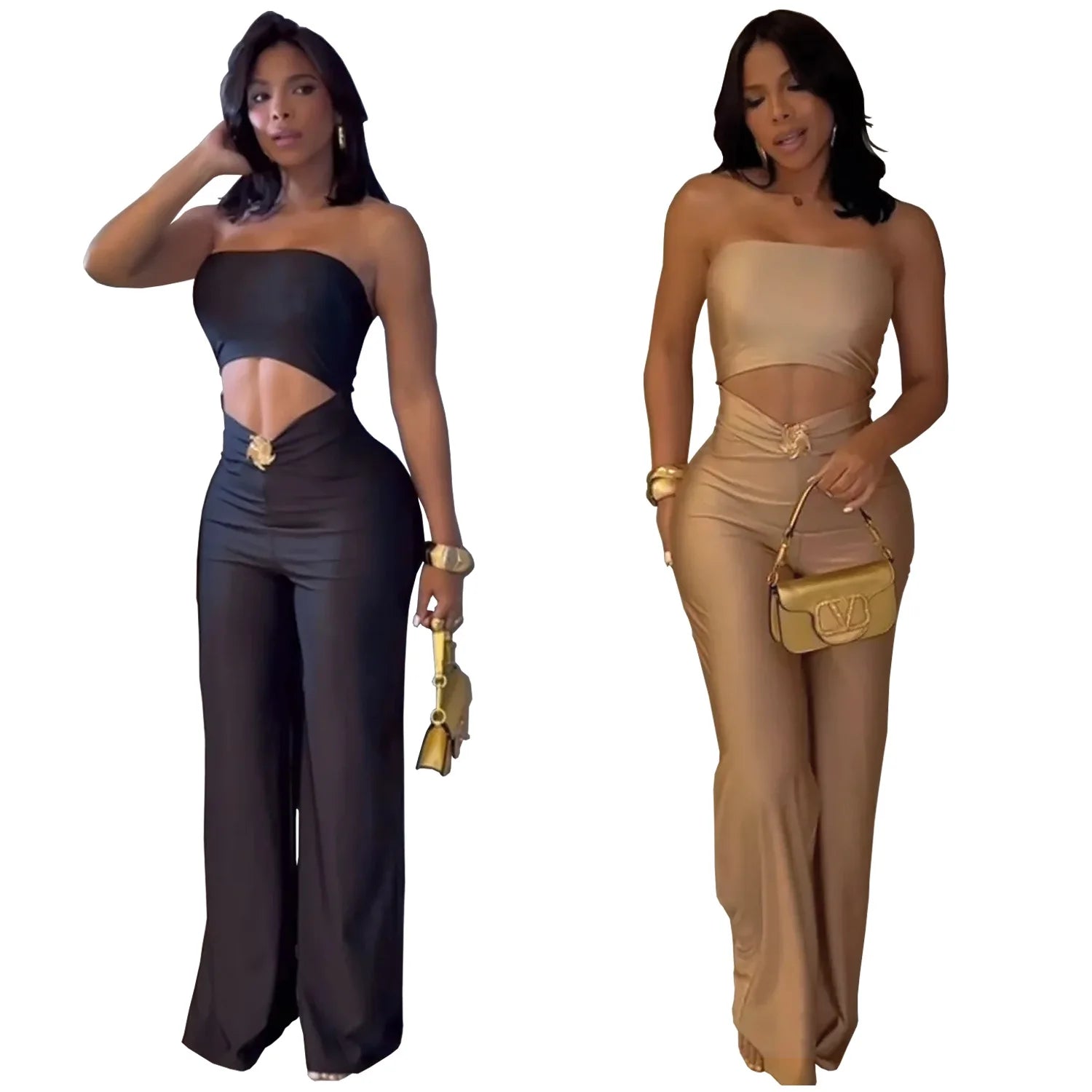 Honesdale Solid Color Sleeveless Backless Streetwear Jumpsuit