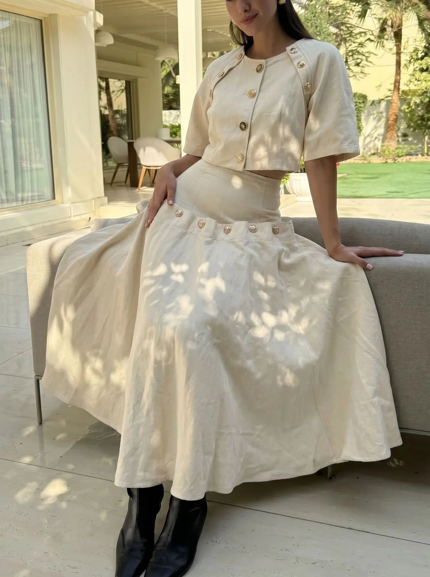 Daniela Fashion Casual Unique Metal Two Piece Sets