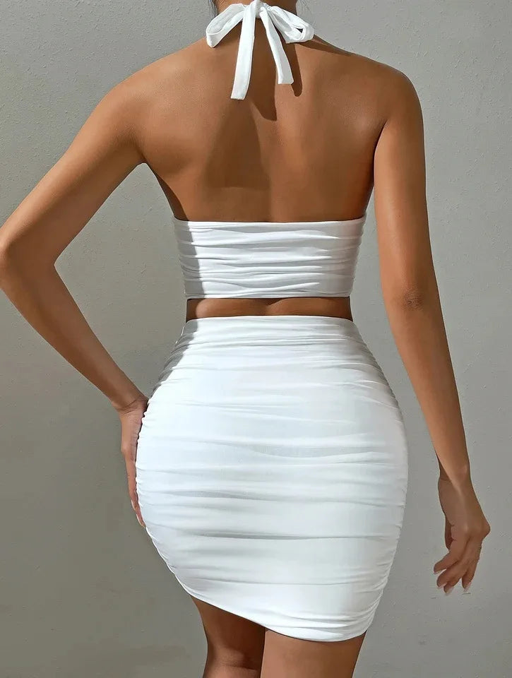 Sonia Sleeveless Hanging Neck Two Piece Sets