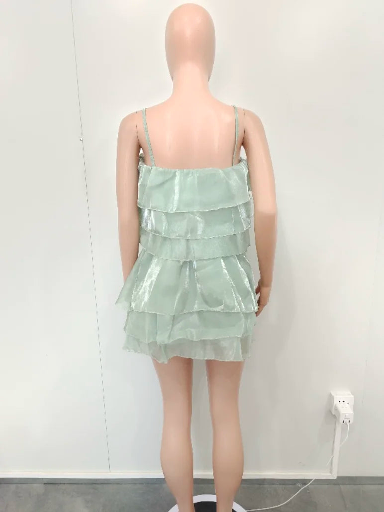 Maria Strap Cascading Ruffles Two Piece Sets