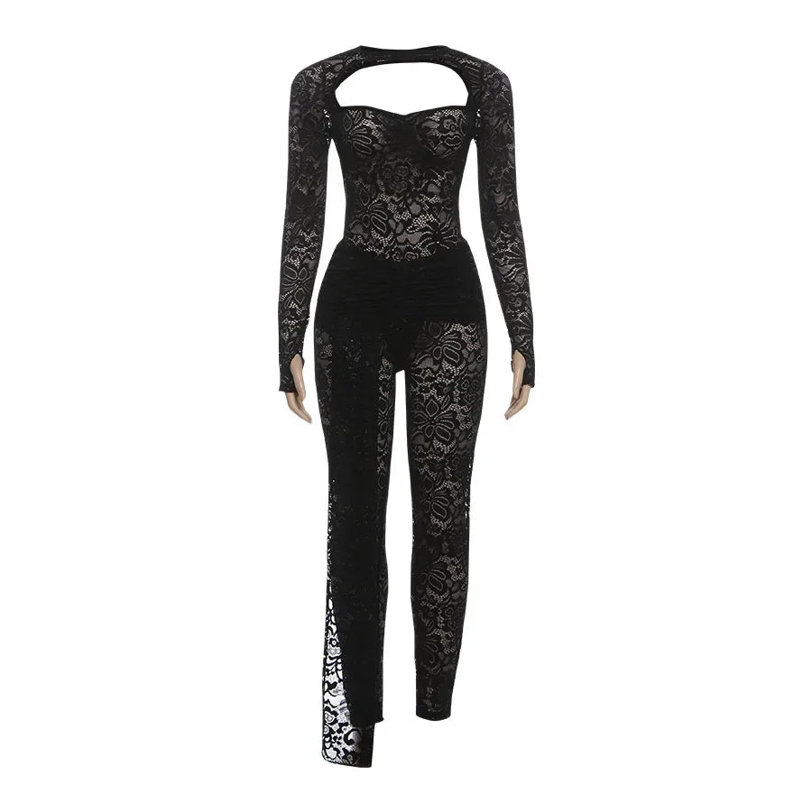 Crown Heights Puss Jacquard Hipster Coquette Backless Flanging Ribbon Jumpsuit
