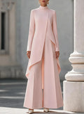 Nina Long Sleeve Asymmetric Draped Two Piece Sets