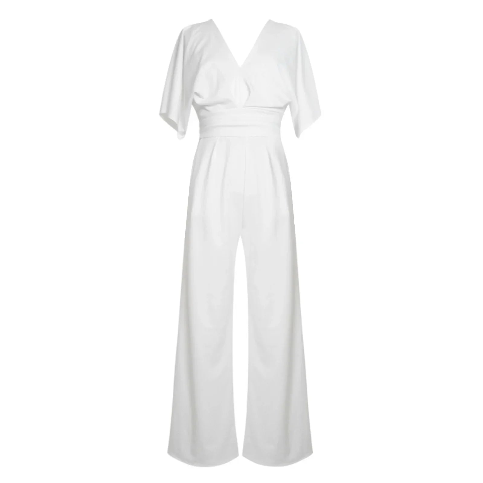 Deep V-Neck Half Solid Casual One-Piece